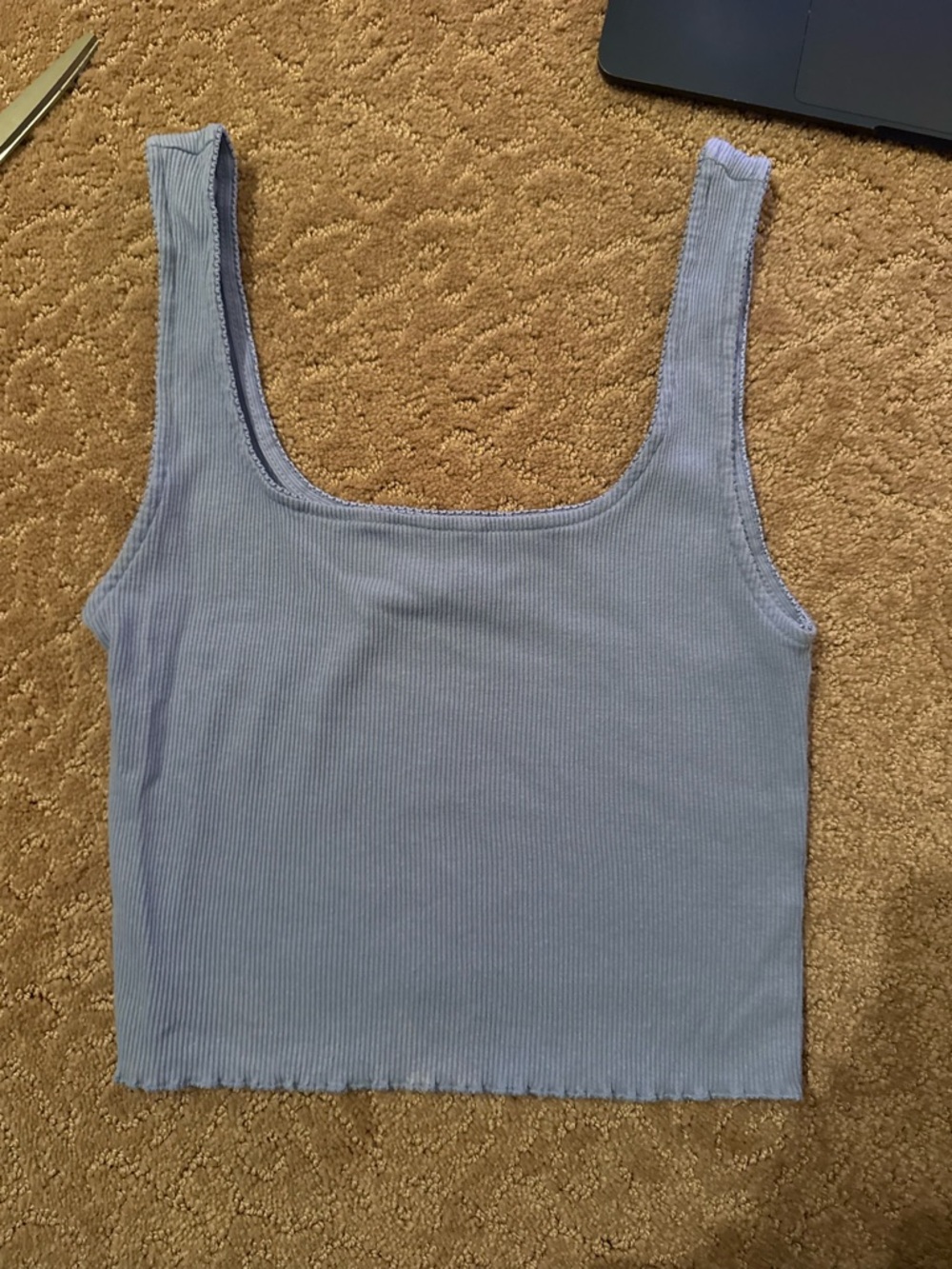 Forever 21 Light Blue Ribbed Square Neck Crop Tank